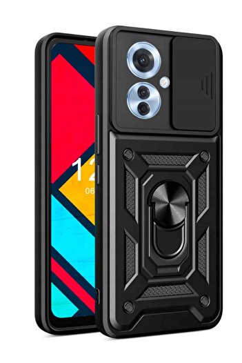 Fibaks Oppo Reno 11F 5g Case with Camera Protection with Sliding Ring Armor Military Tank Protective Cover