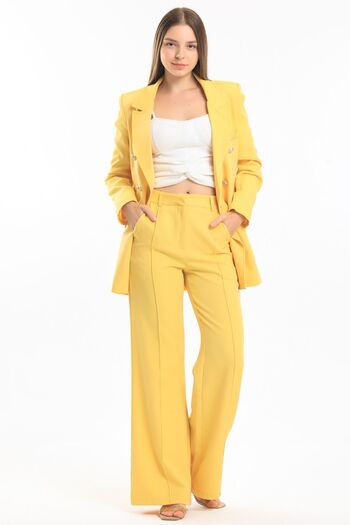 Sense Yellow Oversize Blazer Jacket - Lined Inside, Hürrem Fabric, Ckt34236