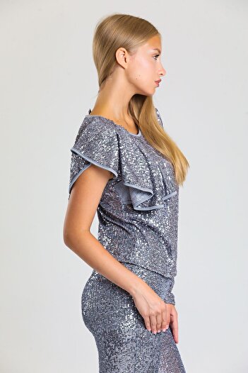 Sense Sequin Blouse| Blz339 Gray