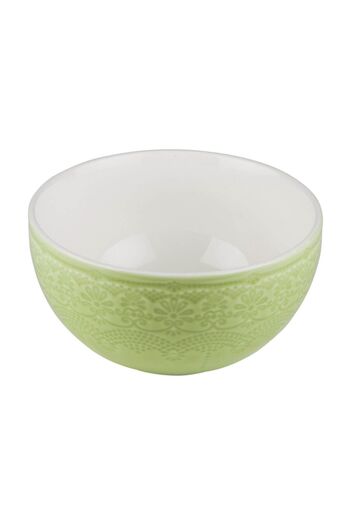 KANCAEV Lace Collection Soup Bowl, 14cm. Green Sold as a Set of 2