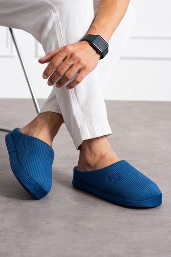 NOVİNS Unisex Κεντημένο Βελούδο - Παντόφλες με ριμπ μοτίβο και γούνινη σόλα