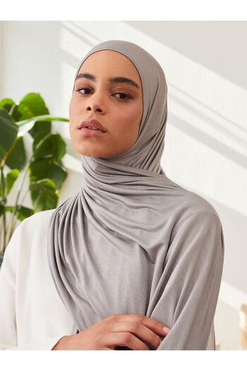 Femple Modest Ασημί Χρώμα Premium Jersey Hijab - 180x70 cm