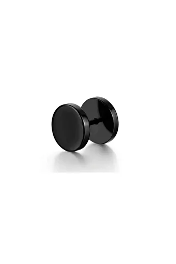 Jaida Moda Black and Silver Tunnel Look Unisex Steel Earrings Set of 2