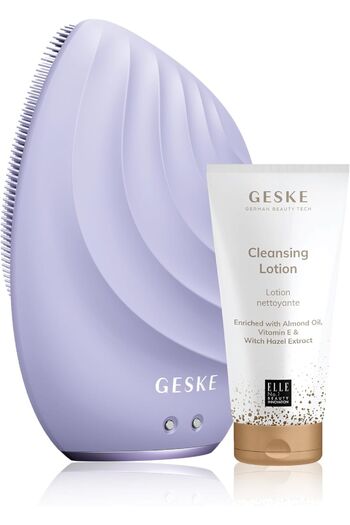 Geske Deep Cleanse Lotion, Almond Oil, Sonic Brush 5 in 1 Skincare Set for Radiant Skin Combo Pack Purple