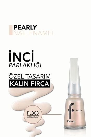 Flormar Sedefli Parlak Oje (BEYAZ) - Pearly Nail Enamel - Pl308 Snow Glam - 8682536035446