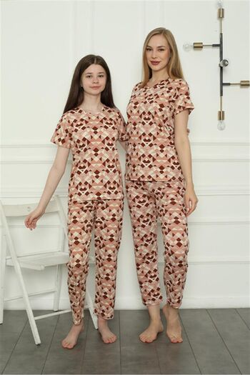 Akbeniz Mother Daughter Family Combed Cotton Pajama Set Sold Separately. Prices Vary 50103
