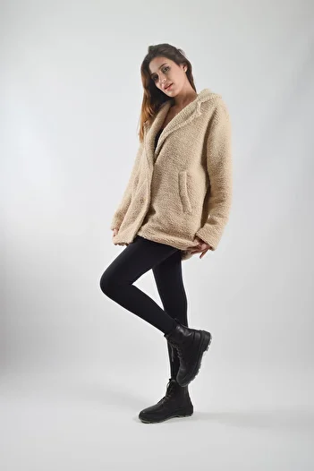 REİNA TEKS Λούτρινο Teddy Jacket με εφέ προβάτου - Παλτό με επένδυση με κουμπιά και τσέπες