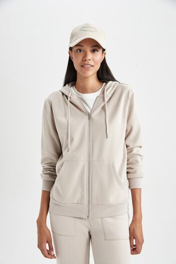 DeFacto Hooded Regular Fit Basic Sweatshirt - Zippered V2711az23au