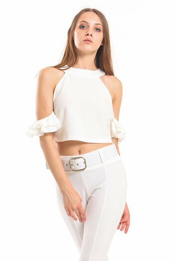 Sense Ecru Scuba Crepe Volon Bustier - Bus33431