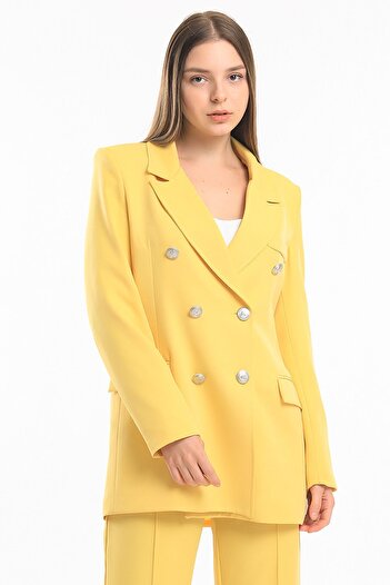 Sense İçi Astarlı Hürrem Kumaş Oversize Blazer Ceket | Ckt34236 Sarı