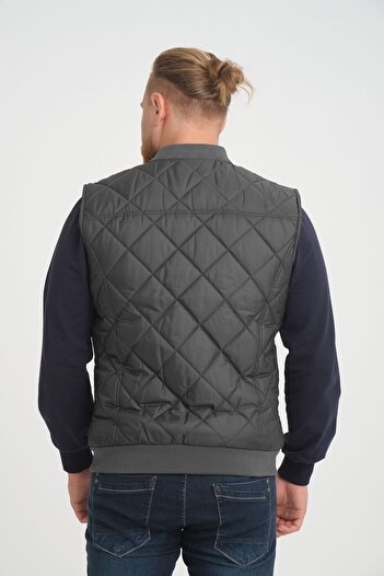 Wise Anthracite Men's Vest - Diamond Patterned and Ribbed
