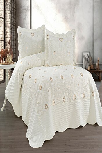 eco concept Double Quilted Embroidered Bedspread - Daily Use, Dowry Design