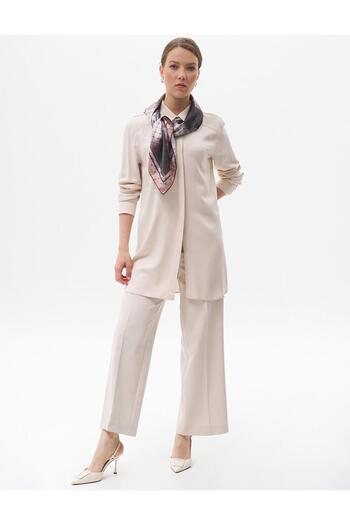 Kayra Stone Colored Wide Leg Iron Trace Trousers