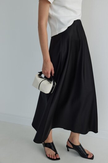 Suud Collection Satin Black Skirt