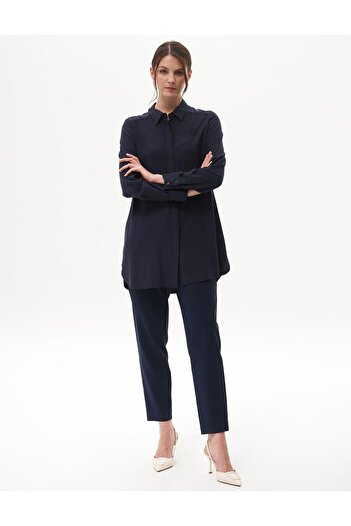 Kayra Navy Blue Basic Tunic - Hidden Paw Design