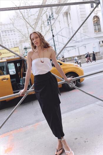 Suud Collection Black Noli Linen Wrap Skirt
