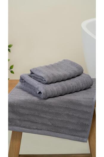 Bluenity Alegra Набір з 2 натуральних бавовняних рушників - 50x90 + 30x50 см Антрацит