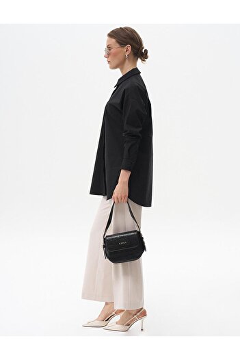 Kayra Μαύρο Basic Poplin Tunic - Πέτο πουκάμισου