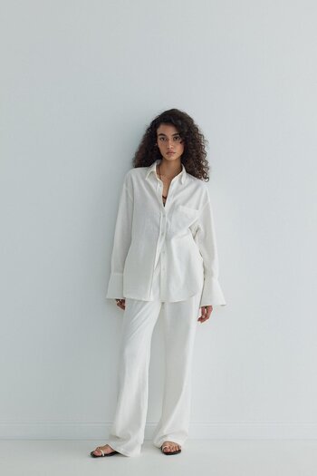 Suud Collection Πουκάμισο Ecru Mild Basic με τσέπες