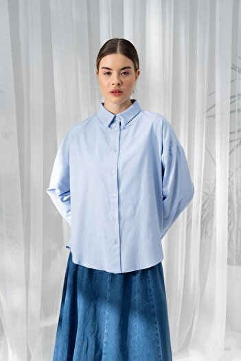 QANU Poplin Short Shirt Blue