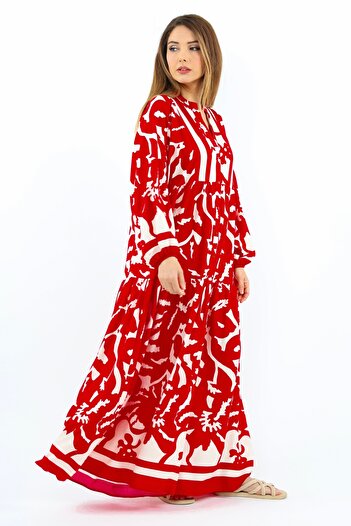 Ritnice Prive Sorrento 100% Viscose Maxi Length Red Long Dress