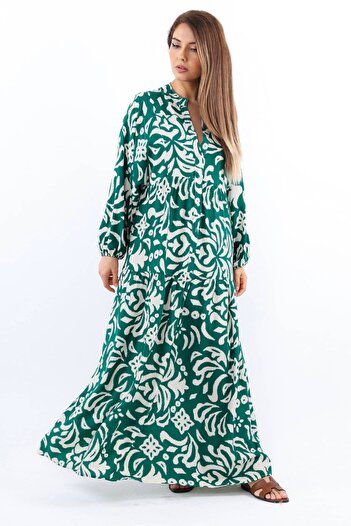Ritnice Emerald Green Showy Viscose φόρεμα - Maxi Size