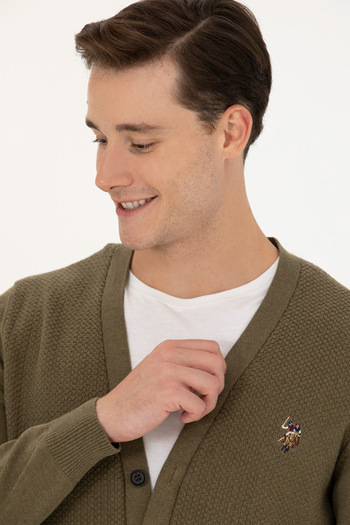 U.S. Polo Assn. Khaki Melange Men's Knitwear Cardigan - Basic Model50268939-vr125