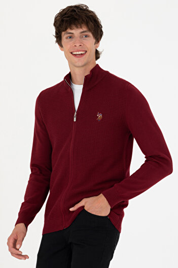 U.S. Polo Assn. Men's Burgundy Basic Knitwear Cardigan 50268938 -Vr014