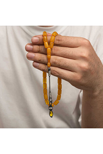 costurera Silver 1000 Sterling Kazaz Tasseled Clamping Amber Prayer Beads