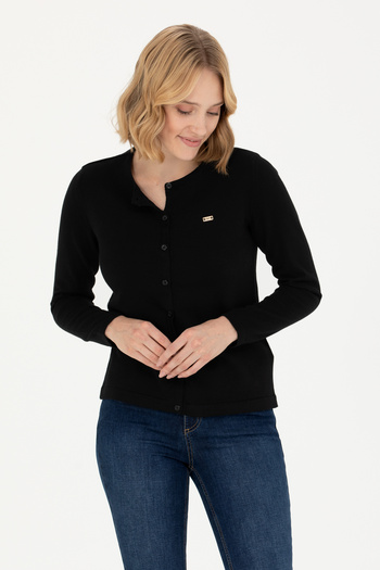 U.S. Polo Assn. Kadın Siyah Basic Triko Hırka 50269011-VR046