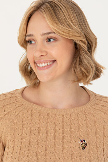 U.S. Polo Assn. Γυναικείο πουλόβερ Sand Melange Crew Neck Basic - 50269010 -VR123