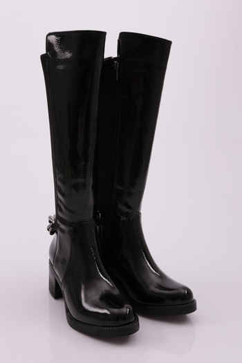 DGN 710-22k Women's Ankle Part Chain Detailed Back Stretch Heeled Boots