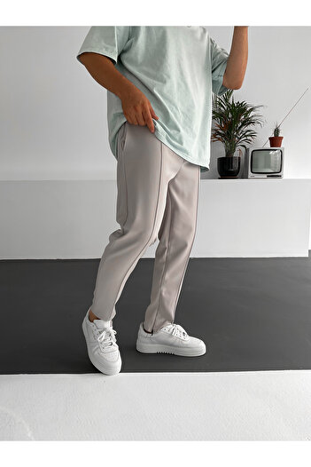 BYBASICMAN Gray Stitched Zippered Relaxed Fit Trousers Dp-017