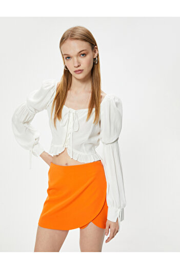 Koton Mini Shorts Skirt - Pocket Detailed and Buttoned