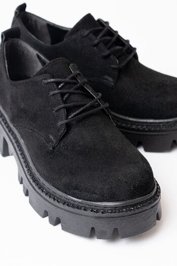 infon shoes creation 868754 Чорні замшеві повсякденні туфлі на шнурівці з високим верхом