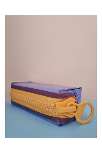 TOYFEST BTS BT21 Themed Giant Zippered Pen Holder Transparent Pencil Case Bag - Pastel Purple