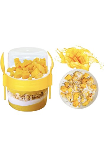TOYFEST BPA Free Food Food Food & Breakfast with Fork & Spoon Lid Yogurt Muesli Salad Fruit Storage Container
