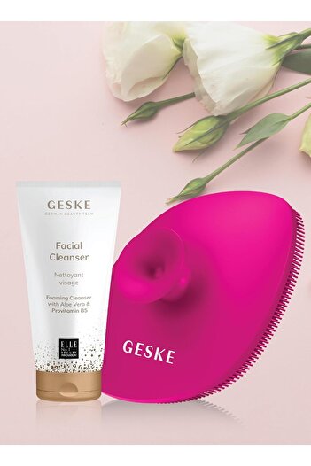 Geske Foaming Cleanser with Aloe Vera & B5 + 5-in-1 Sonic Brush Skincare Set for Radiant Skin - Magenta