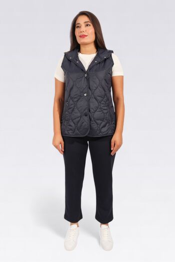 TOLGA SARAÇOĞLU 70017 Dark Blue Hooded Quilted Vest
