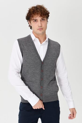 Desen Triko Men's Pocket Vest Smoked