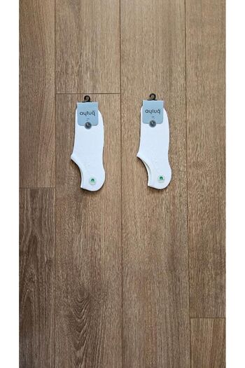 Aytuğ Men's White Sneakers - Summer Season 2 Pairs Combed Cotton Socks - 11352