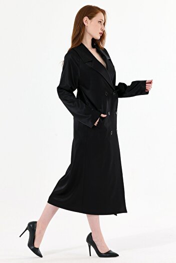 Sense Black Satin Top Coat - Lined Inside, PRD35583