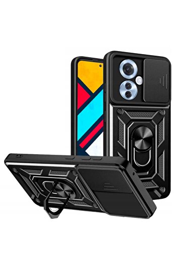 Fibaks Oppo Reno 11F 5g Case with Camera Protection with Sliding Ring Armor Military Tank Protective Cover
