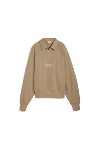 Puma Women's Polo Crew Sweatshirts - Half Zip, Casual Wear, Cream 62656167