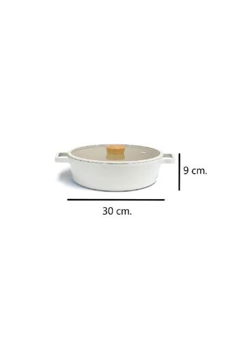 NEOFLAM Fika Beige Aluminum Cast 2-Piece Shallow Rice Cookware 30 cm and 26 cm