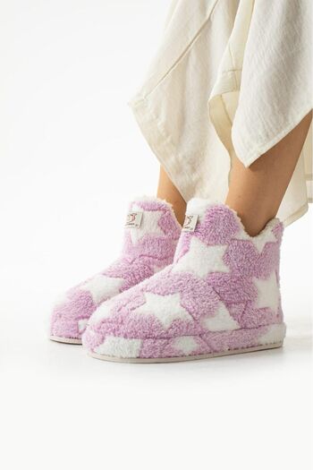 Oksit Star Patterned Duccia Slippers - Non-Slip Sole, Soft Slippers, Women's Home Boots