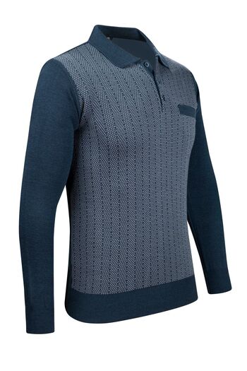 Çizgi Triko Pulover pentru bărbați cu guler polo cu dungi - mâneci și talie cu imprimeu elastic, tricot din oțel clasic - 5007FA