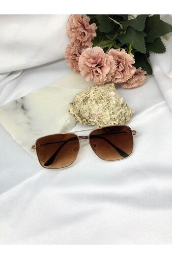 Di Caprio Tersa Rectangular Square Brown Men's Sunglasses