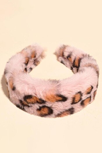 TAKIŞTIR Pembe Renk Leopar Figürlü Peluş Taç