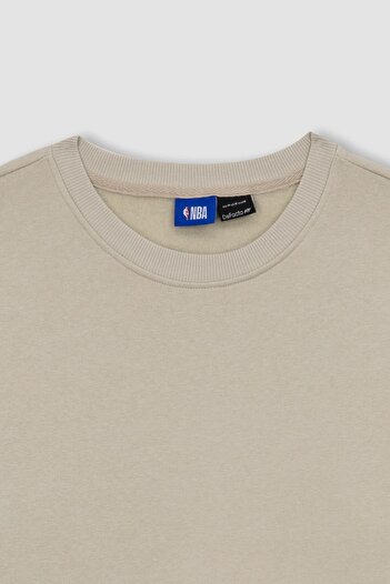 DeFacto Μπλούζα από χοντρό ύφασμα Brooklyn Nets NBA Crew Neck Thick Fabric - A9678ax23wn